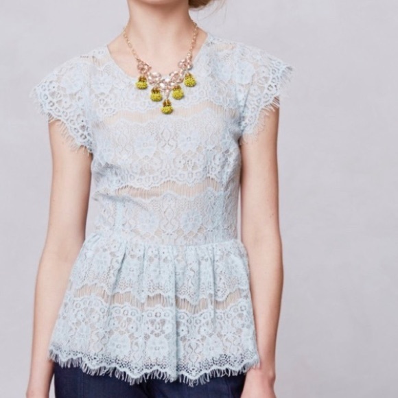 Anthropologie Tops - Anthropologie Maeve Lace Peplum Top